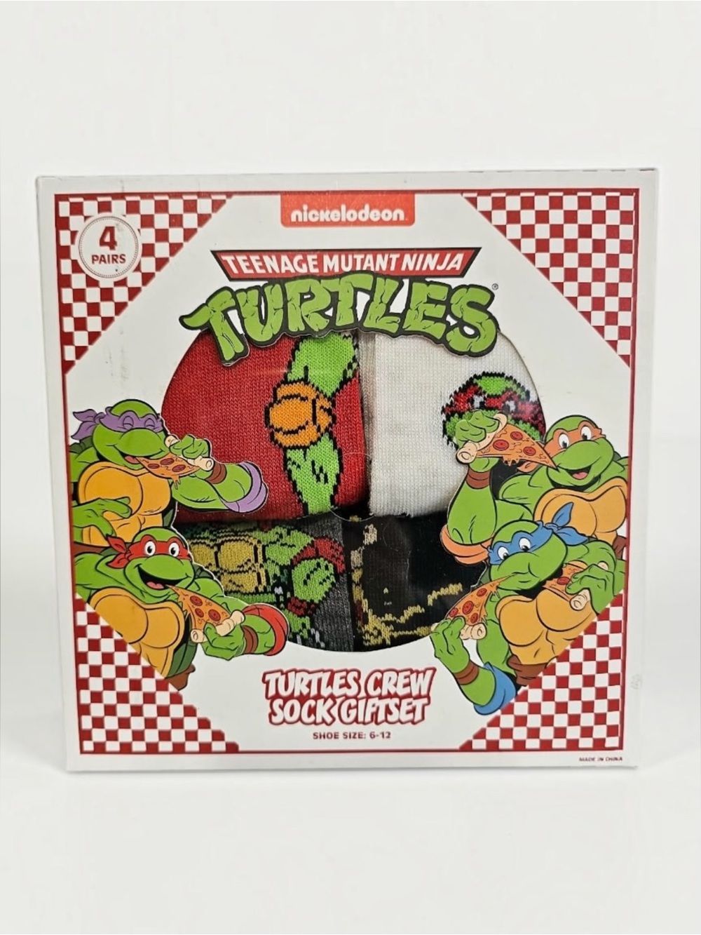 TMNT Teenage Mutant Ninja Turtles 4-Pack Crew Socks Gift Set Size 6-12